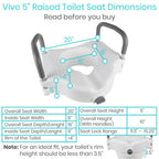 Vive Raised Toilet Seat - 5" Portable, Elevated Toilet Seat Riser & Extender - Elongated and Standard Fit Commode Lifter - Bathroom Safety Extender Assists Disabled, Elderly, Seniors, Handicapped