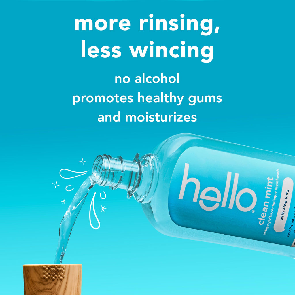 Hello Antiplaque Whitening Fluoride Free Toothpastes and Clean Mint Alcohol Free Mouthwash Bundle Pack, Whitening Toothpaste and Antigingivitis Gum Mouthwash Pack, No Alcohol for Zero Burning
