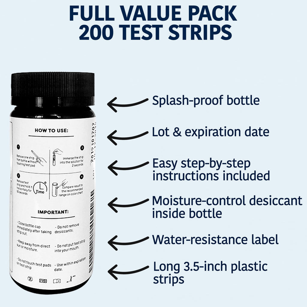 200 Chlorine Test Strips for Food Service 0-500 ppm (Value Pack) - Bleach Sanitizer Test Strips Food Service - Sanitizer Testing Strip - Chlorine Tester - Restaurant Supplies