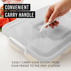 Chef Pomodoro Pizza Dough Proofing Box, 14 x 11-Inch, Pizza Dough Container, Fits 4-6 Dough Balls, Household Pizza Dough Tray With Convenient Carry Handle (Grey)