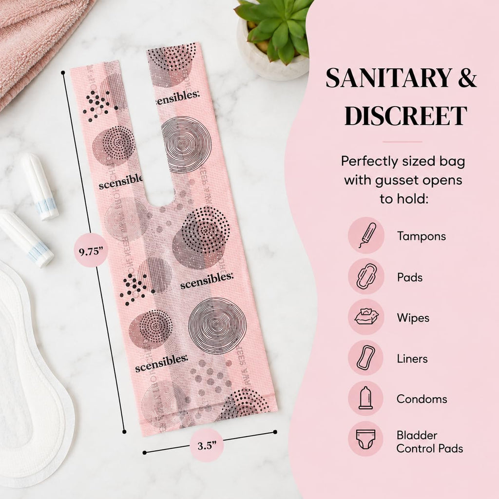 Scensibles Personal Care Disposal Bags (50 Count) - For Tampons, Pads, Liners, Condoms & More - Discreet, Hygienic & Odor-Reducing Disposal Solution