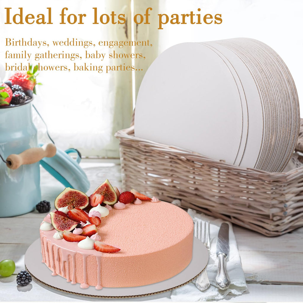 Sudaya Cake Boards 25 PCS, Cake Boards 10 Inch Round, Cardboard Cake Rounds, Disposable Cake Plates, Food Grade Cake Base Cake Tray Cake Circles, 10 Inch Cake Board White Cardboard Circles Round Base