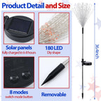 Tujoe 9 Pcs 4th of July Solar Firework Stake Lights 180 LED 8 Modes Solar Waterproof LED Sparkler Lights Outdoor Patriotic Decoration for Memorial Independence Day Garden Patio Yard (Red, Blue, White)