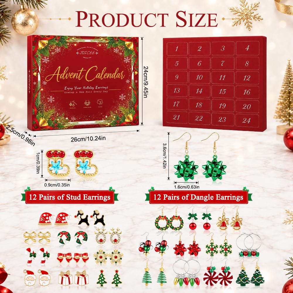 Christmas Earrings Jewelry Advent Calendar for Women 2026 Gifts Accessories