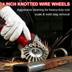 SBGGRL 9 Pack Wire Wheel Brush for Angle Grinder, Wire Wheels Attachment for 4-1/2" Angle Grinders, Screws on 5/8” Thread, 4 Inch Knotted Twist Carbon Steel Brush Set for Rust, Paint & Metal Removal