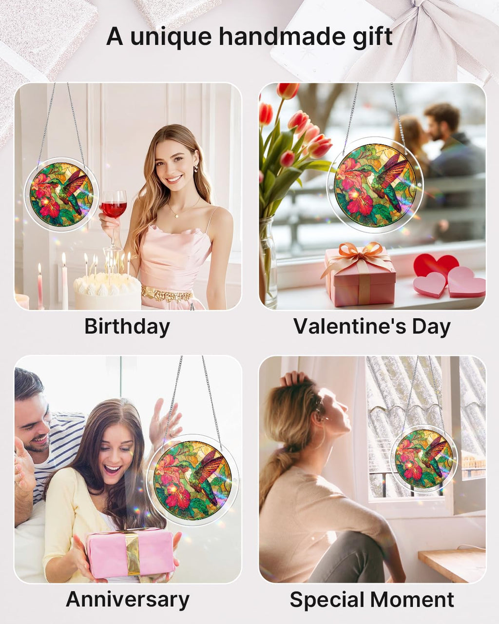 Acrylic Puzzle Suncatcher 83 Pieces, Emerald Flame Hummingbird Sun Catchers Puzzle, DIY SunCatchers Puzzles Window Hanging, Home & Garden Decor, 7.4 in