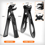 Toenail Clippers for Thick Toenails for Seniors, Angled Head Long Handled Toe Nail Clippers for Men with Wide Jaw Opening, Heavy Duty Large Finger Nail Clippers Adult Cutter with Catcher, Black