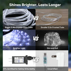 100Ft 720 LED Rope Lights for Outside with Remote & Plug - Cool White