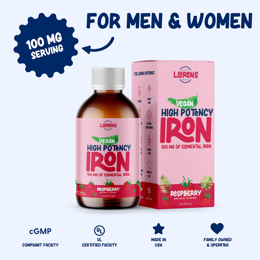 Iron Deficiency Raspberry Iron Supplement Liquid Iron High Potency Iron for Women & Adults by ...