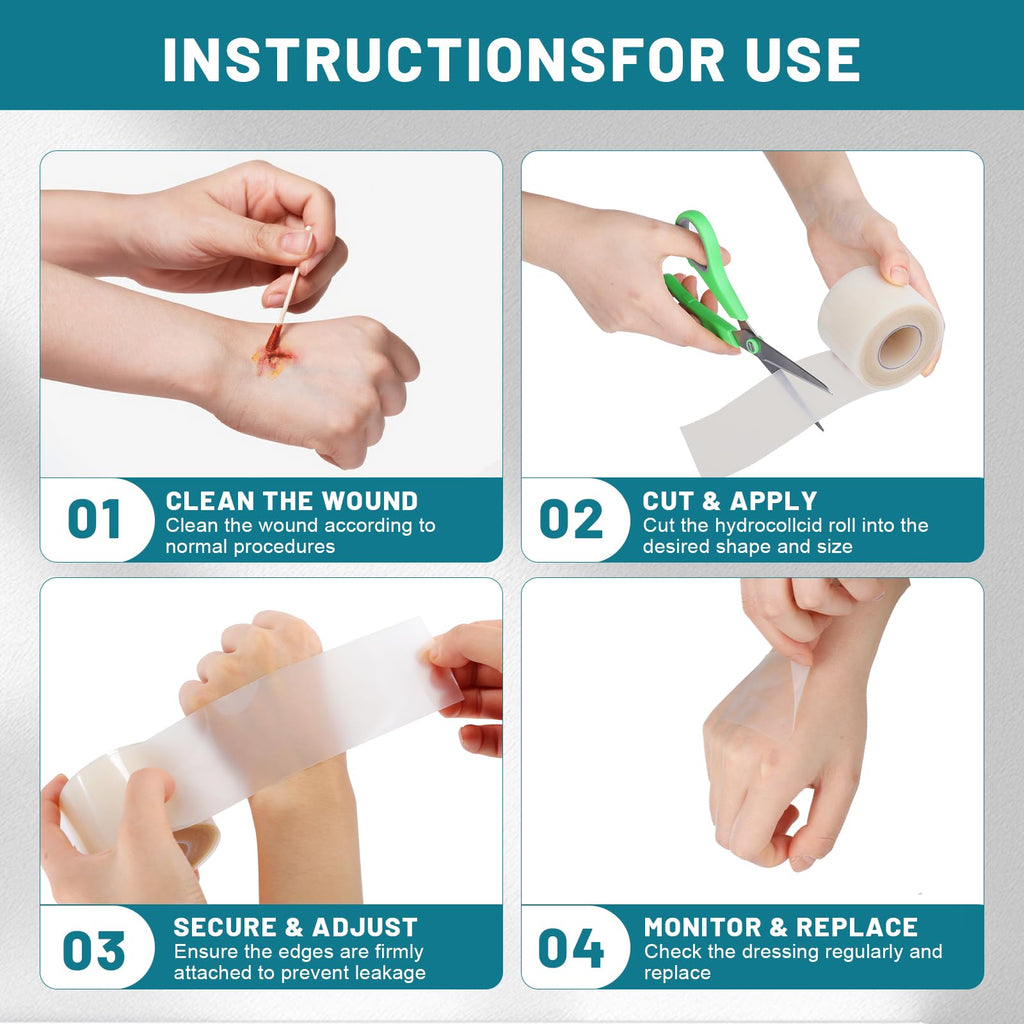 CUKWUYBY Hydrocolloid Roll for Wound Care, 2in*6.6ft Hydrocolloid Bandages