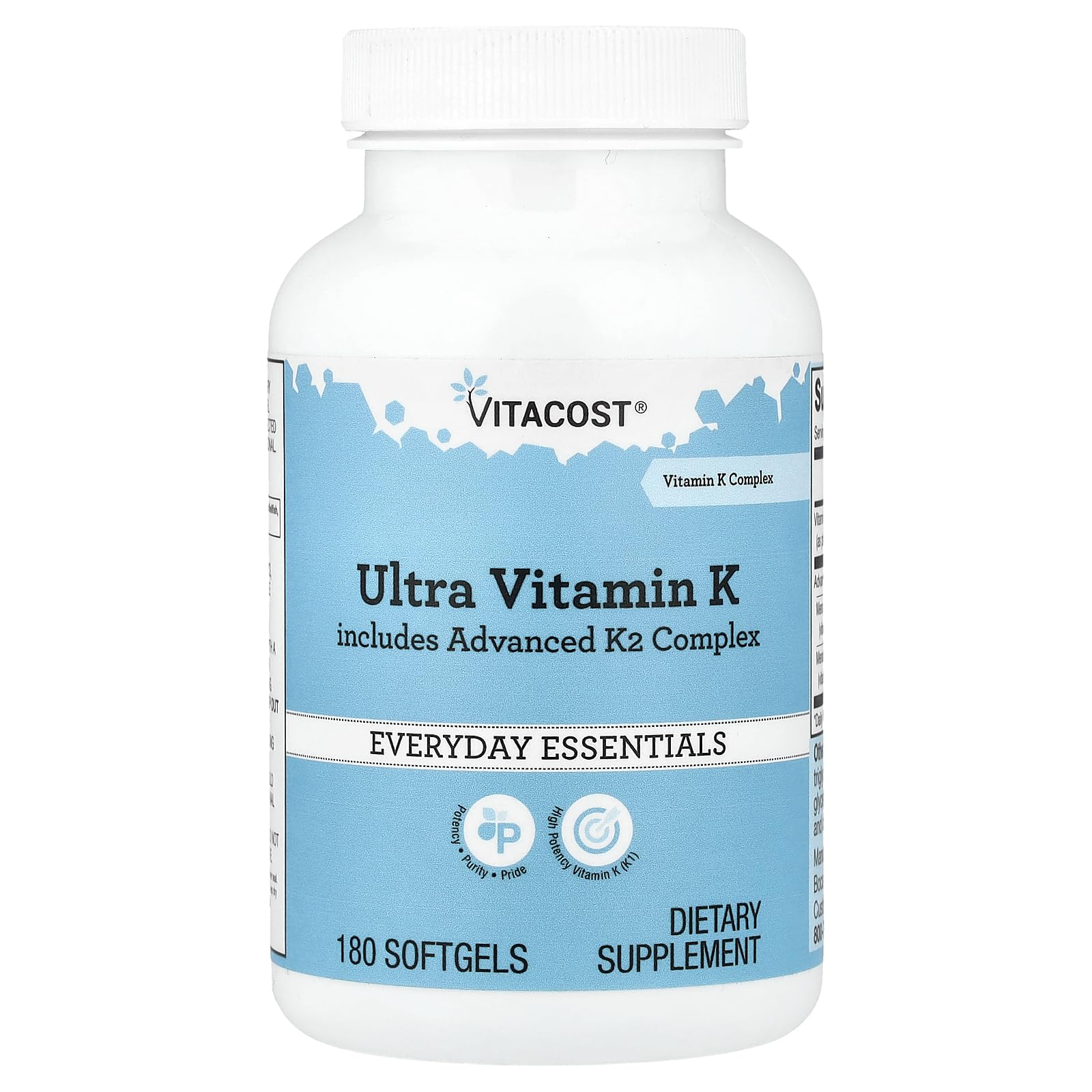 Vitacost Ultra Vitamin K Includes Advanced K2 Complex, 180 Softgels