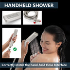 Aolemi Shower Faucet Set Rain Shower System with Handheld Spray Bathroom Shower Combo Rough-in Valve and Shower Trim Kit Included Brushed Nickel 16 Inch Wall Mount Shower Head