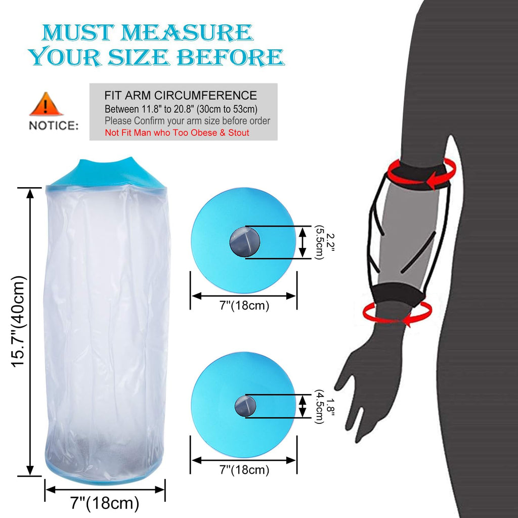 Asunby Picc line shower cover for upper arm Sleeve Protector for shower Bath Waterproof Adult Large Arm Cast Covers Comfortable Bag for Broken Wound Elbow Reusable