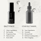 SALTYFACE - Tanning Water (Light to Medium) - Self Tanner for Face, Neck, Ears, Chest - No Color Transfer - Oil Free, Fragrance Free - Streak-Free, Non-Clogging - Vegan Skin Care - 1 FL OZ (30 ML)