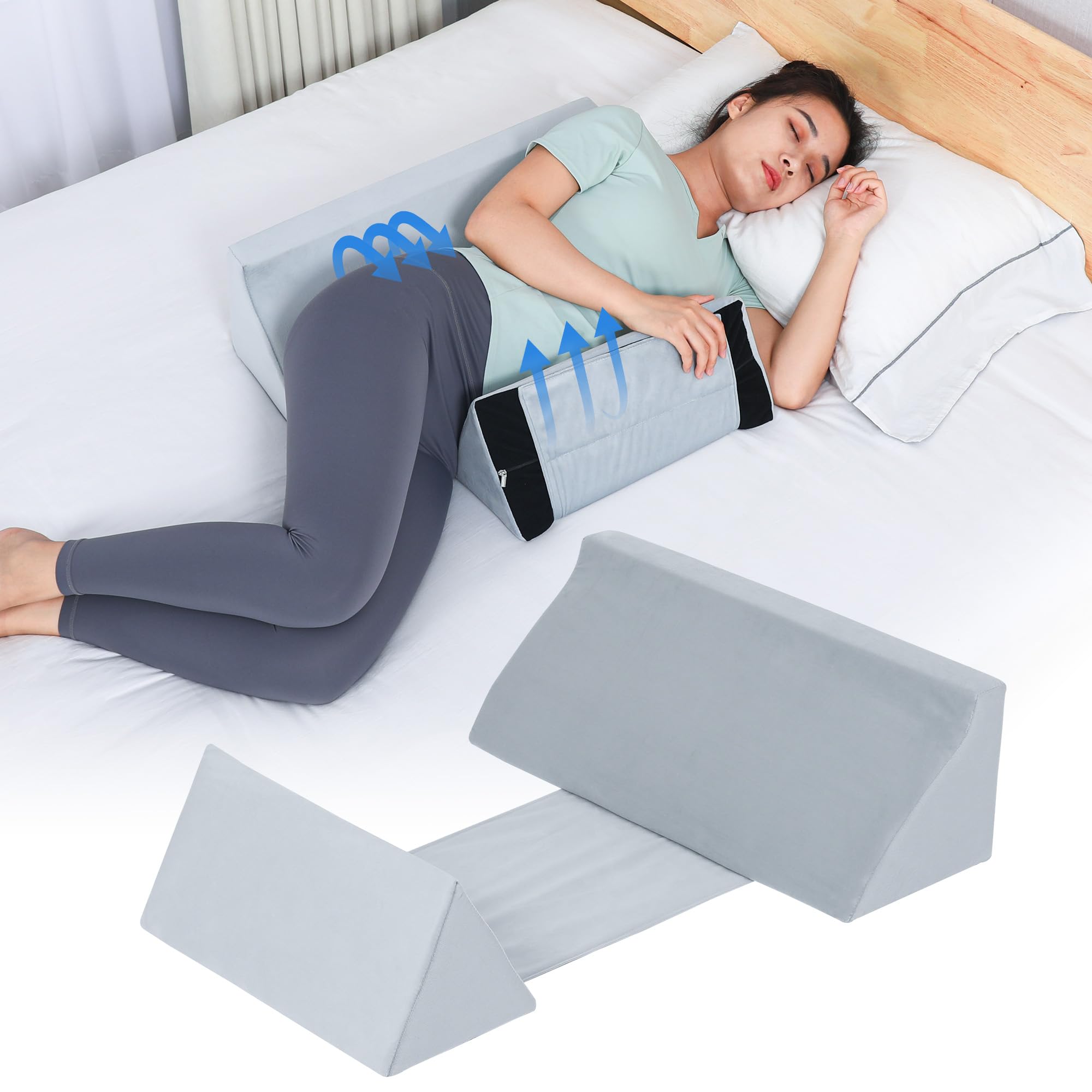 Fanwer Wedge Pillow for Side Sleeping, Back Pillow for Side Sleeper, Bed Wedges & Body Positioners for After Surgery, Anti Snoring, Back Pain, Preventing Bedsores