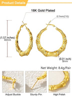 Party Jewelry 18K Gold Plated Lightweight Tube Bamboo Hoop Earrings for Women