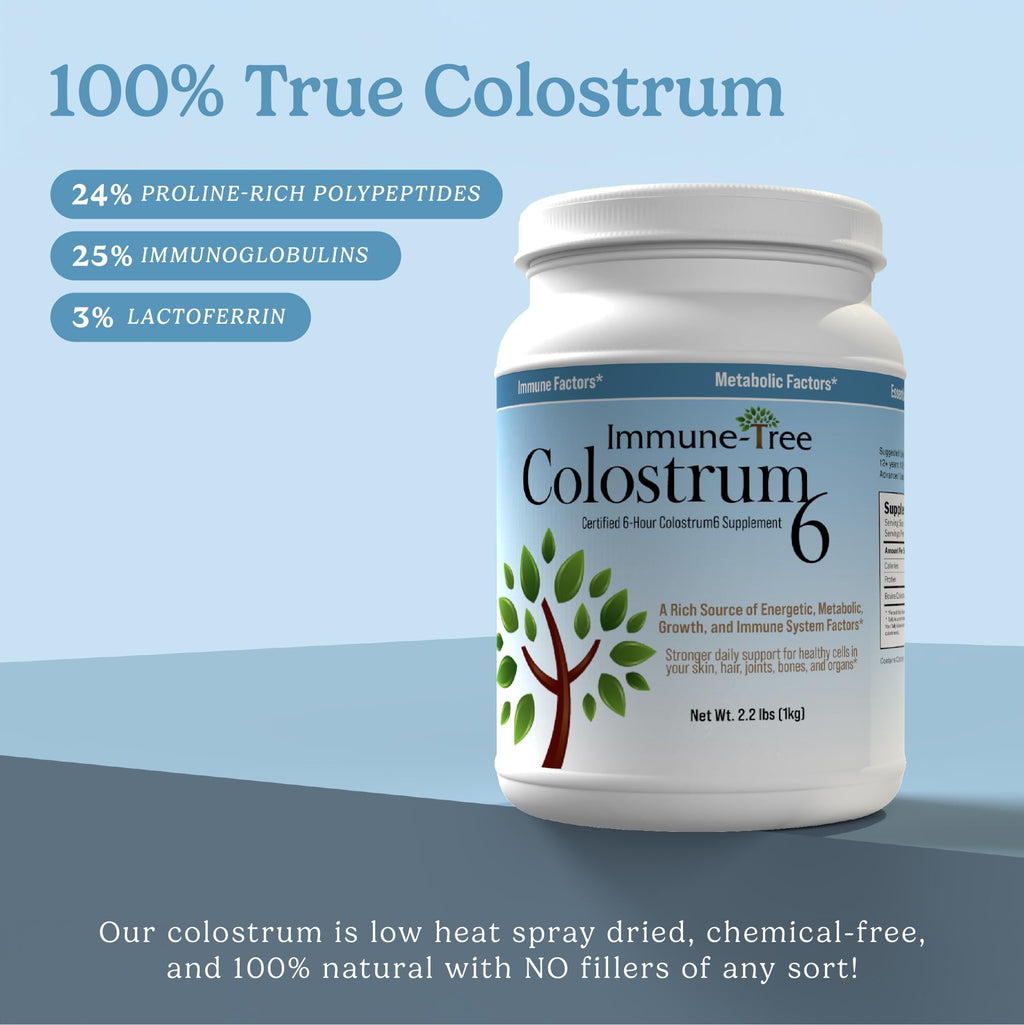 Immune-Tree 100% Pure Bovine Colostrum Powder (Grass-Fed) | High IgG for Immune Support & Gut Health | Anti-Aging | Colostrum Supplement for Adults & Kids | 2.2lb | 661 Servings