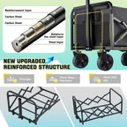 280LBS Collapsible Wagon Cart Foldable Lightweight Grocery Cart with Wheel