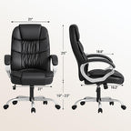 Homall High Back Ergonomic Desk Chair, PU Leather Adjustable Height Modern Executive Swivel Task Chair with Padded Armrests and Lumbar Support (Black)