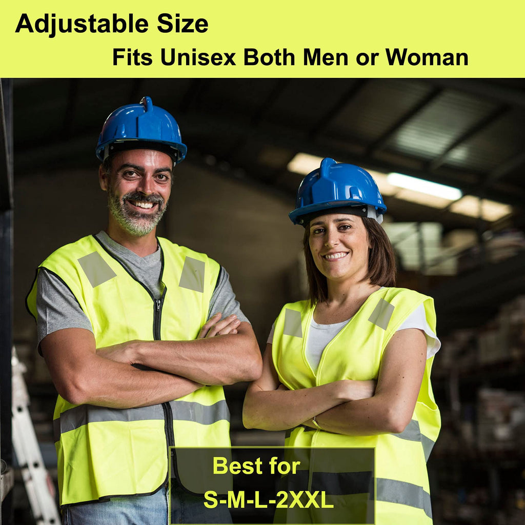 Lavori-AK Safety Vests 10 Pack - Yellow Reflective High Visibility Construction ANSI Class 2 Work Vest for Men,Woman,Hi Vis Vest Mesh and Neon Silver Strip