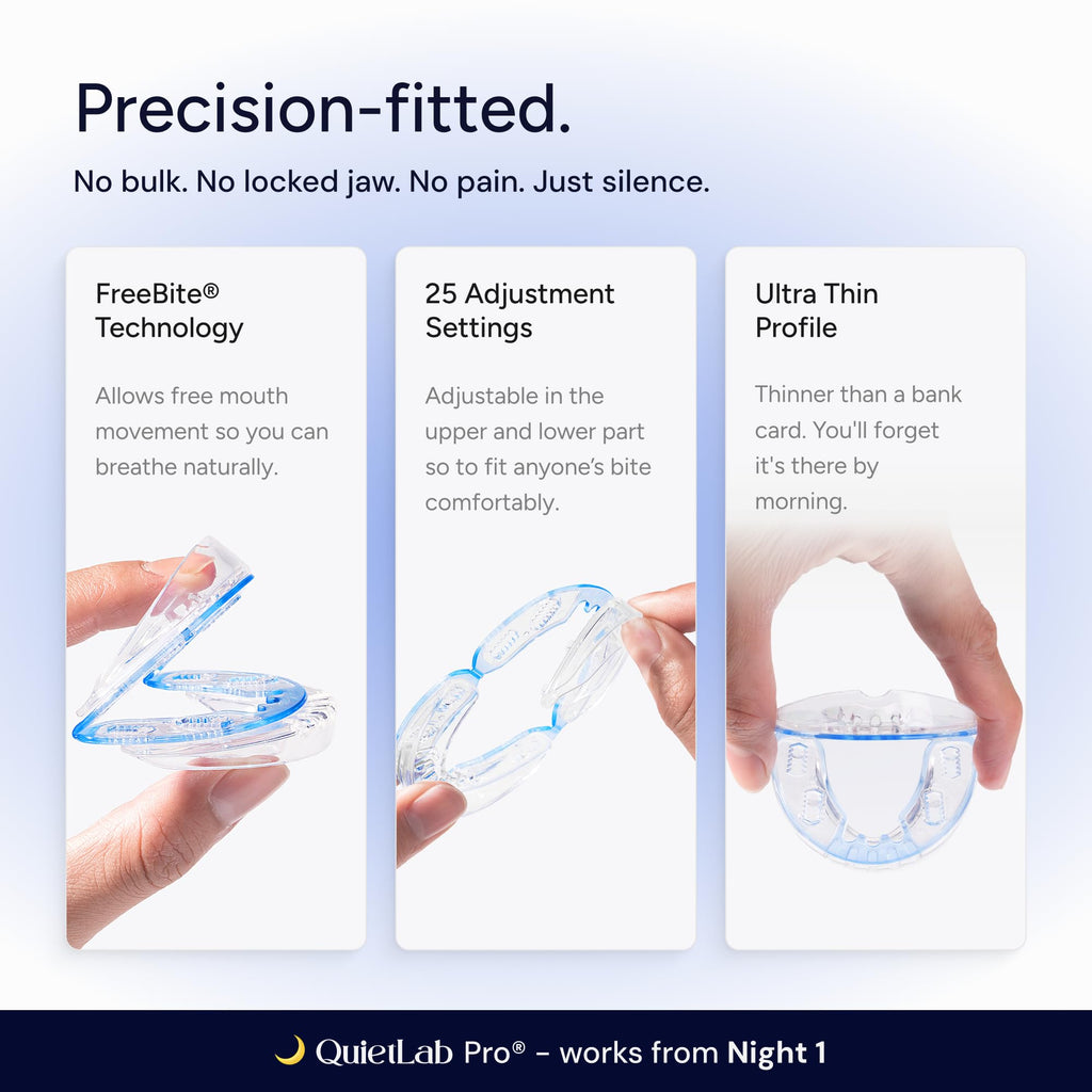 QuietLab Pro Anti-Snoring Mouthpiece - Adjustable Snoring Mouth Guard, Orthodontist Designed, No Boiling Required - BPA-Free Medical Grade - Designed for Nighttime Snoring Control