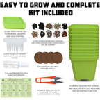Meekear 10 Herb Seeds Garden Starter Grow Kit with Green Pots, Markers, Soil Discs, Watering, Herb Clipper, Complete Indoor Potted Plant Growing Set for Kitchen DIY