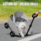 La La Pet 4-Wheel Dog Stroller with Sunshade Cover Collapsible Mesh Canopy Portable Pet Carrier for Outdoor Travel Shopping Walking Suitable for Small Dogs and Cats Gray