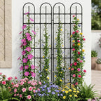 PICNICNI Black Garden Trellis, 71x21 Inch Metal Arch Decoration with Rustic Iron & Black Coating, 2 Pack Outdoor Plant Support for Climbing Roses, Vines, Flowers, Vegetables