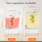 Lifewit 2 Gallon Drink Dispenser for Parties 2 Pcs, Large Plastic Beverage Container for Juice/Tea/Soda with Stand & Ice Core, Clear Lemonade Dispenser with Spigot, BPA Free Water Pitcher for Hosting