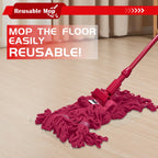 KLHB-YF Heavy Duty Commercial String Mop Heads, 3 Pack Cotton Red Mop Head Replacement, Machine Washable Industrial Mop Head Refills for Janitorial, Restaurant, Warehouse & Office Floor Cleaning