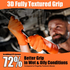 TREEGO Orange Nitrile Gloves 10 Mil Heavy Duty Disposable Latex Free Gloves – Diamond Grip Mechanic Gloves for Automotive Construction Work, Medium, 1000 Count Case