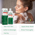 PHARMBANNER Tea Tree Antifungal Body Wash – Soothes Folliculitis, Acne, Jock Itch, Athlete’s Foot, Ringworm, Tinea Versicolor, Body Odor, Eczema & Dermatitis-Prone Skin