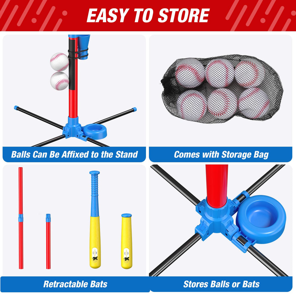QDRAGON 4 in 1 Tball Set for Kids 3-5 with Toss and Catch Ball Set