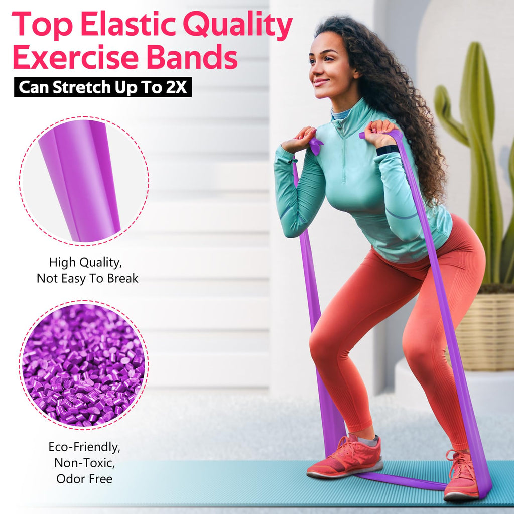 Resistance Bands for Working Out, Exercise Bands for Physical Therapy, Stretch, Recovery, Pilates, Rehab, Strength Training and Yoga Starter Set