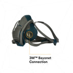 3M Rugged Comfort Quick Latch Half Facepiece Reusable Respirator 6503QL, NIOSH, Cool Flow Exhalation Valve, Bayonet Connection, Silicone Face Seal, for Gases, Vapors, Dust, Maintenance, Construction,L