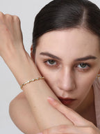 Pearich Tennis Bracelets for Women, 14K Gold Bracelet with 3MM Round Cut