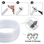DAVCO 1/2" ID - 10 ft Heavy Duty Braided Clear Plastic Vinyl Tubing, Flexible High Pressure Reinforced PVC Plastic Tube Hose, Non-toxic, BPA Free, with 2 Stainless Clamps