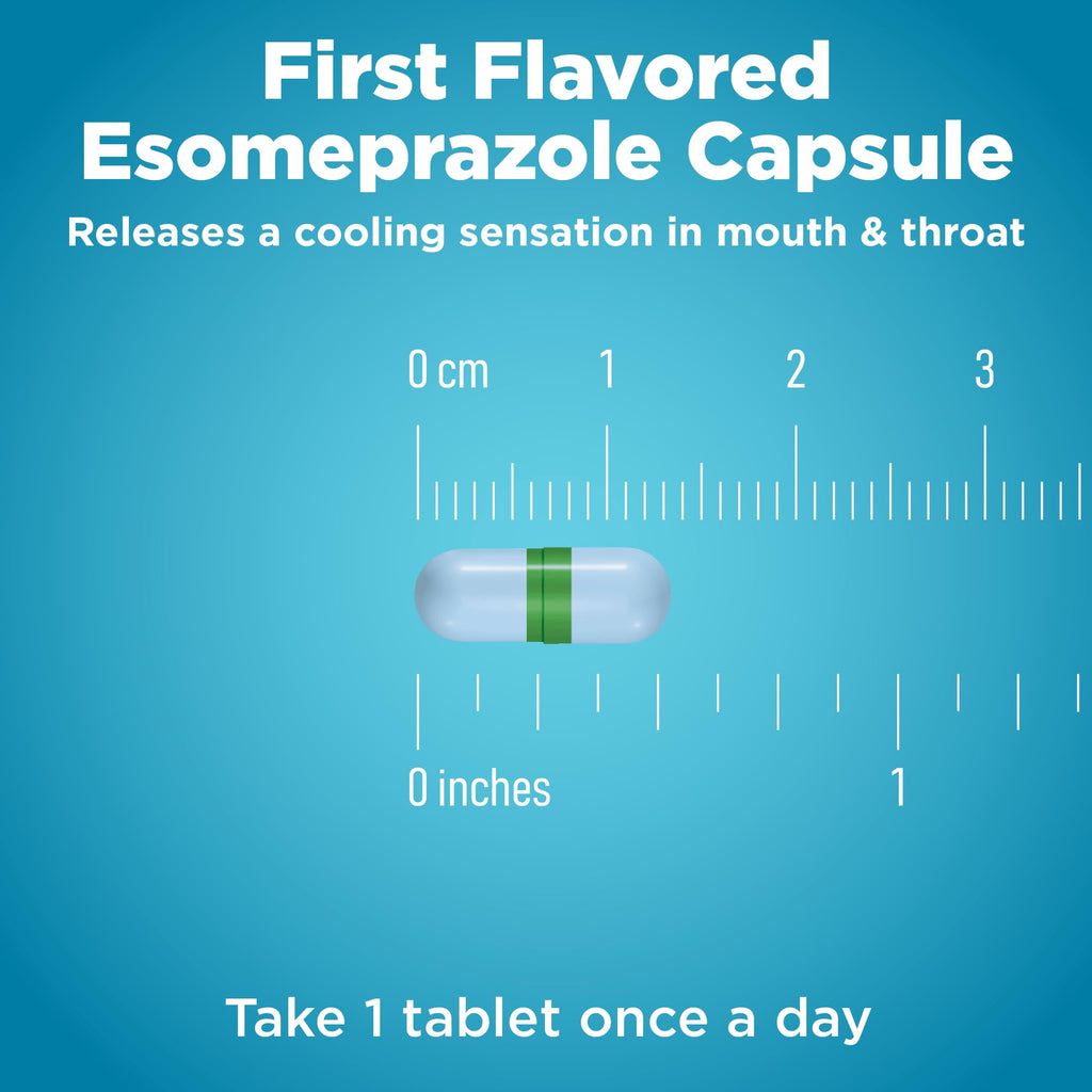 Amazon Basic Care Esomeprazole Magnesium Delayed-Release Capsules 20 mg, Acid Reducer, Treats Frequent Heartburn, Cool Mint Flavor, 24 Hour Heartburn Medicine, 14 Count