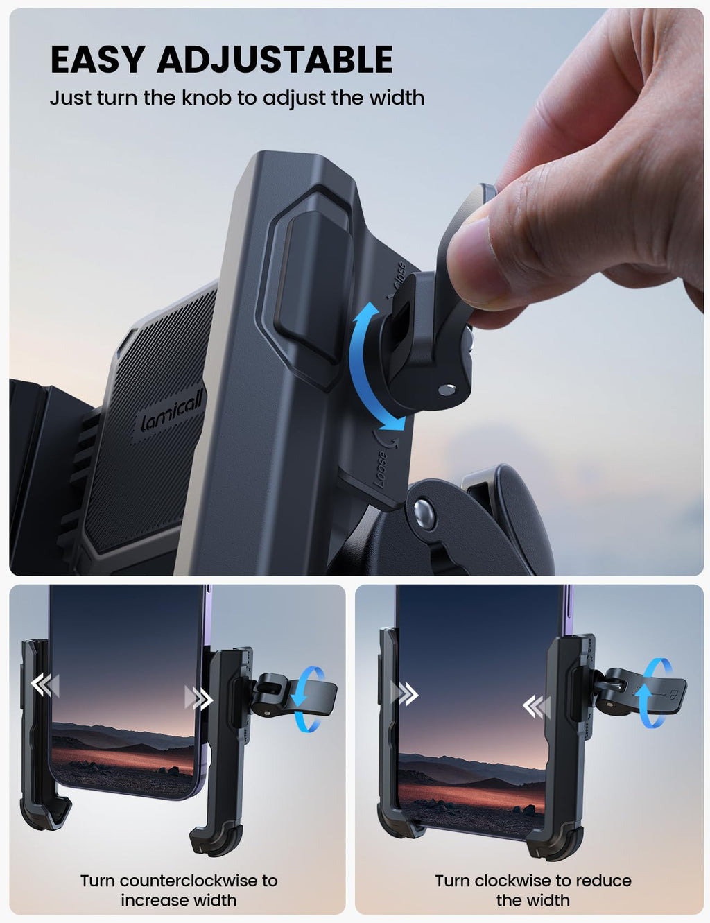 Lamicall Motorcycle Bike Phone Mount, 1s Lock Bike Phone Holder