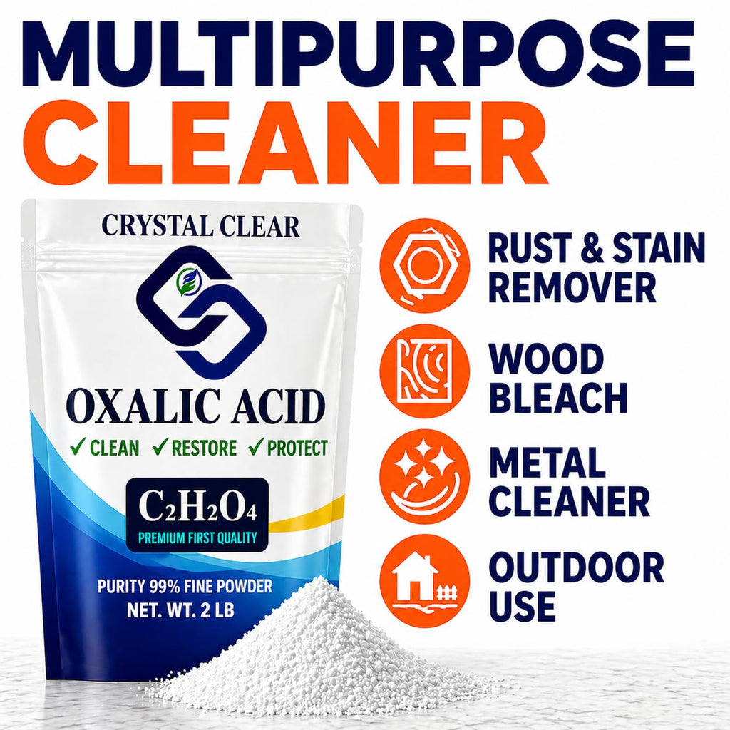 CrystalClearlab Chlorine Dioxide Oxalic Acid Powder - 99.6% Pure - Wood Bleach Industrial Grade Cleaner 2lb White (Bag of 1)