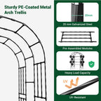 Miory Garden Arch Trellis for Climbing Plants Outdoor, 3.9x7.9ft Steel with PE Coating, Garden Archway for Vegetable, Vines, Wedding Arbor (Black)