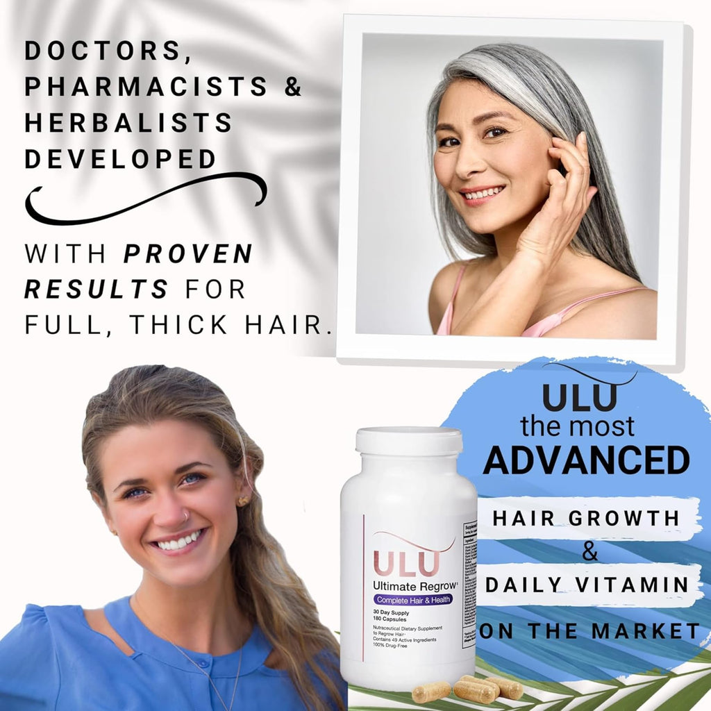 ULULIFE Ultimate Regrow Multivitamin: Promotes Hair Growth, Skin, & Nails Health - Ashwagandha & Resveratrol-Powered Solution for Hormone Support & Overall Health - 540 Capsules (90-Day Supply)