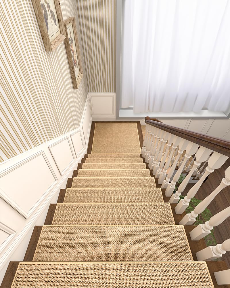 PADOOR Non Slip Stair-Treads Matching-Mat for Wooden Steps, Square Rubber Backing Non Slip Stair Landing Mat 30x30 inch