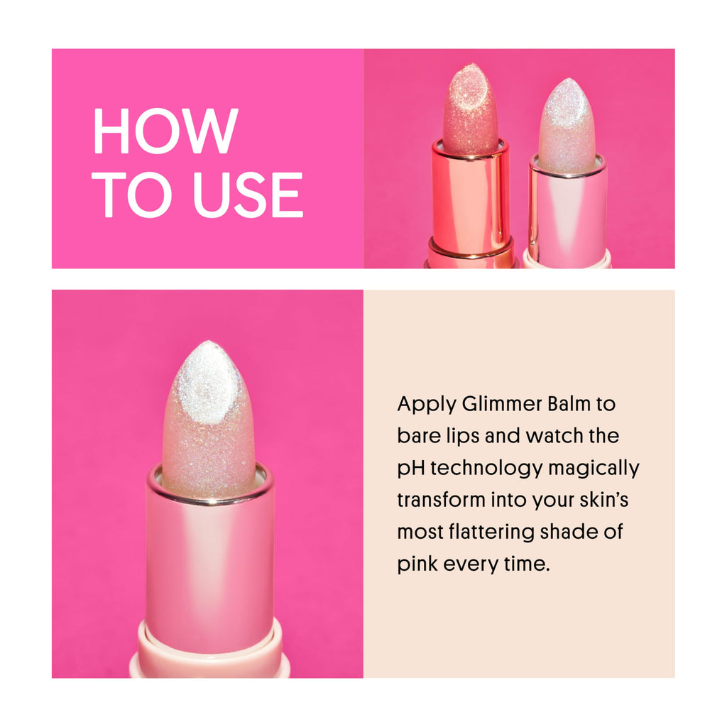 Winky Lux Unicorn Glimmer Balm -Hydrating ph Lip Balm, Natural Pink Tint with pH Color Changing, Moisturize & Soften Lips While Leaving Sheer Pink Tint, with Vanilla Scent