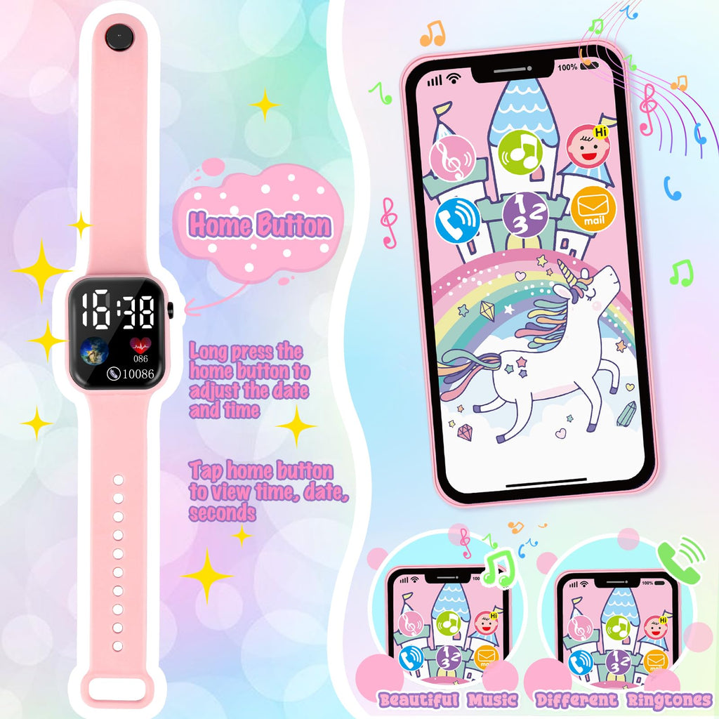 Oisacirg Play Purse with Watch, Phone, Pretend Play Toys for Girls Ages 3-8