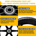 20" Flat Free Wheels Compatible with rubbermaid Wheelbarrow Tires (5/8 inch bearing)