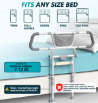 Packve Foldable Bed Rails for Elderly Adults Safety - Bed Side Assist Rail for Seniors with Extendable Guard Rails & Storage Bag, Adjustable Height Bedrails for Queen King Full Size Bed