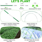 Garden Hoops for Raised Beds Row Cover, 36pcs 8ft Greenhouse Garden Grow Tunnel Netting Hoops, Greenhouse Support Hoops Garden Bed Hoops, Flexible Fiberglass DIY Hoops for Outdoor Plant, 24pcs Clips