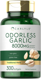 Carlyle Odorless Garlic Softgels | 300 Count | High Potency Formula | Non-GMO and Soy Free