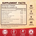CoQ10 600 mg Softgels CoQ10 Supplement - CQ10 Coenzyme-Q10 with Omega 3 & PQQ & Vitamin E, CoQ10 400mg Softgels, 60 Servings